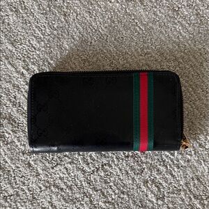 Black Wallet with Green and Red Stripe